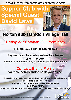 October Supper Club with David Laws